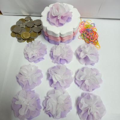 กระดาษสาห่อเหรียญโปรยทาน รุ่นเซ็ต3สี ขอบดอกโบตั๋น แบบแพ็คแล้ว