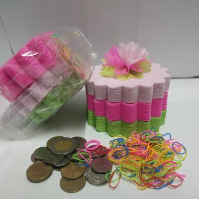 วีดีโอและรูปกระดาษสาห่อเหรียญโปรยทาน รุ่นเซ็ต3สี ขอบแหลม แบบแพ็คแล้ว