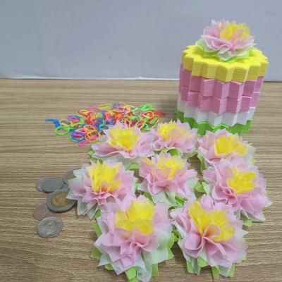 รูปกระดาษสาห่อเหรียญโปรยทาน รุ่นเซ็ต5ชั้น ขอบดอกบัว แบบแพ็คแล้ว 