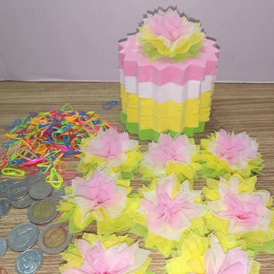 รูปกระดาษสาห่อเหรียญโปรยทาน รุ่นเซ็ต5ชั้น ขอบดอกบัว แบบแพ็คแล้ว 