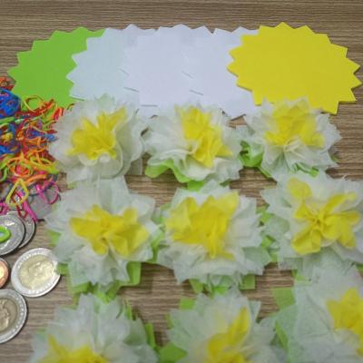 รูปกระดาษสาห่อเหรียญโปรยทาน รุ่นเซ็ต5ชั้น ขอบดอกบัว แบบแพ็คแล้ว 