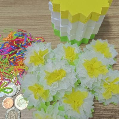 รูปกระดาษสาห่อเหรียญโปรยทาน รุ่นเซ็ต5ชั้น ขอบดอกบัว แบบแพ็คแล้ว 